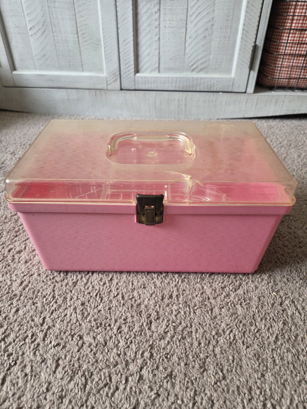 Vintage Wilson WilHold Sewing Box Pink Plastic With Tray Made In USA Cottagecore